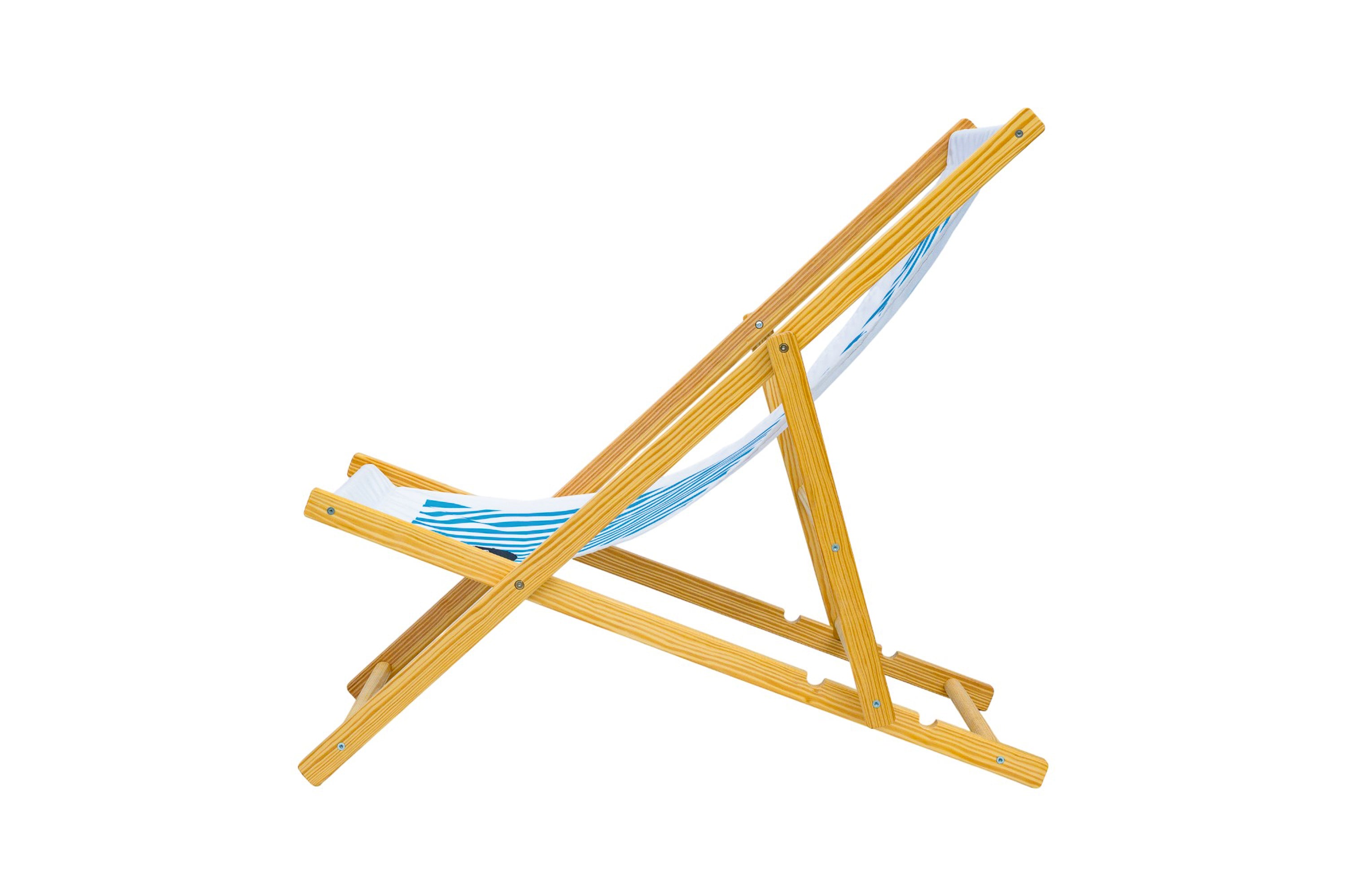 Ebb and Flow Wooden Deckchair - Blue