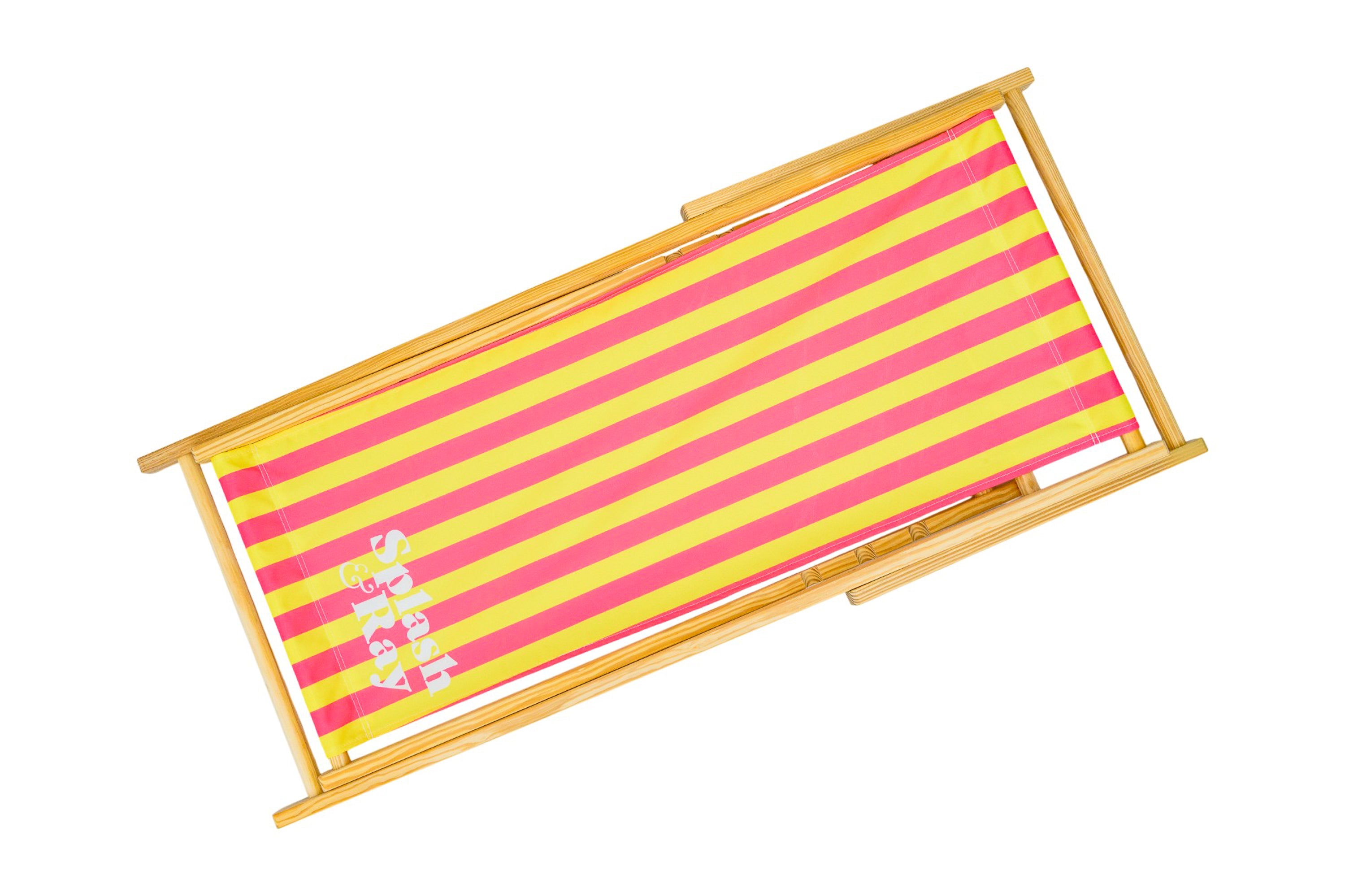 Parallel Palms Wooden Deckchair - Yellow/Pink