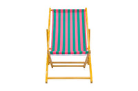 Parallel Palms Wooden Deckchair - Green/Pink