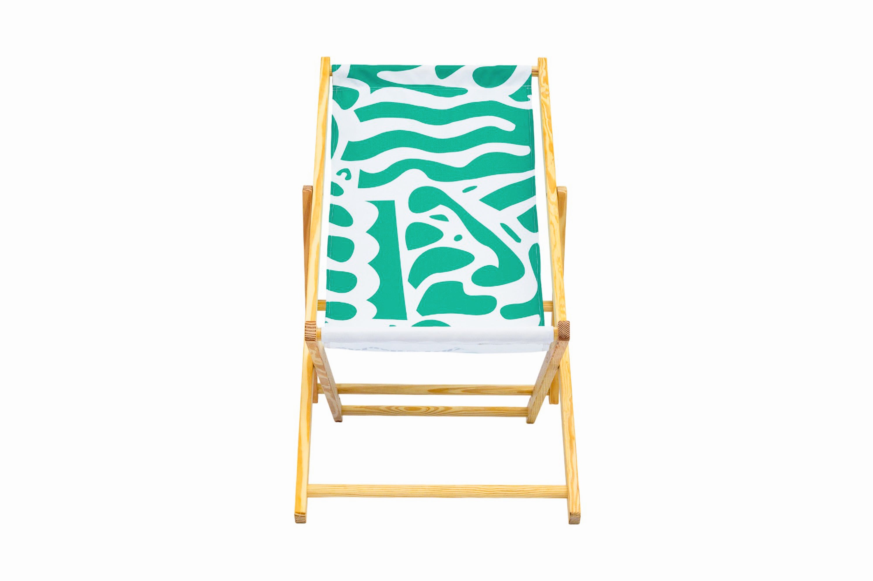 Coastal Cuts Wooden Deckchair - Teal