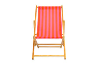 Parallel Palms Wooden Deckchair - Red/Pink