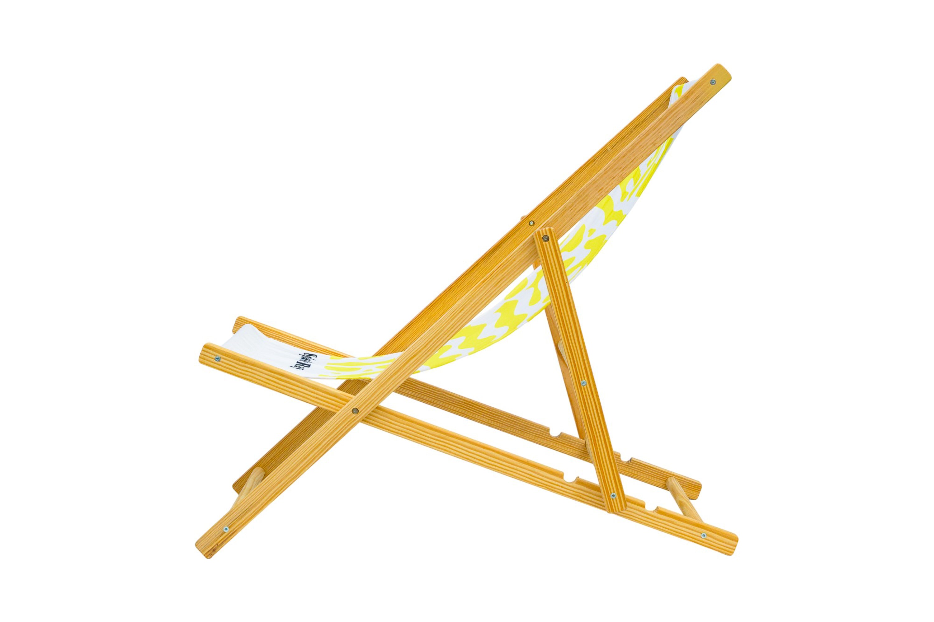 Coastal Cuts Wooden Deckchair - Yellow