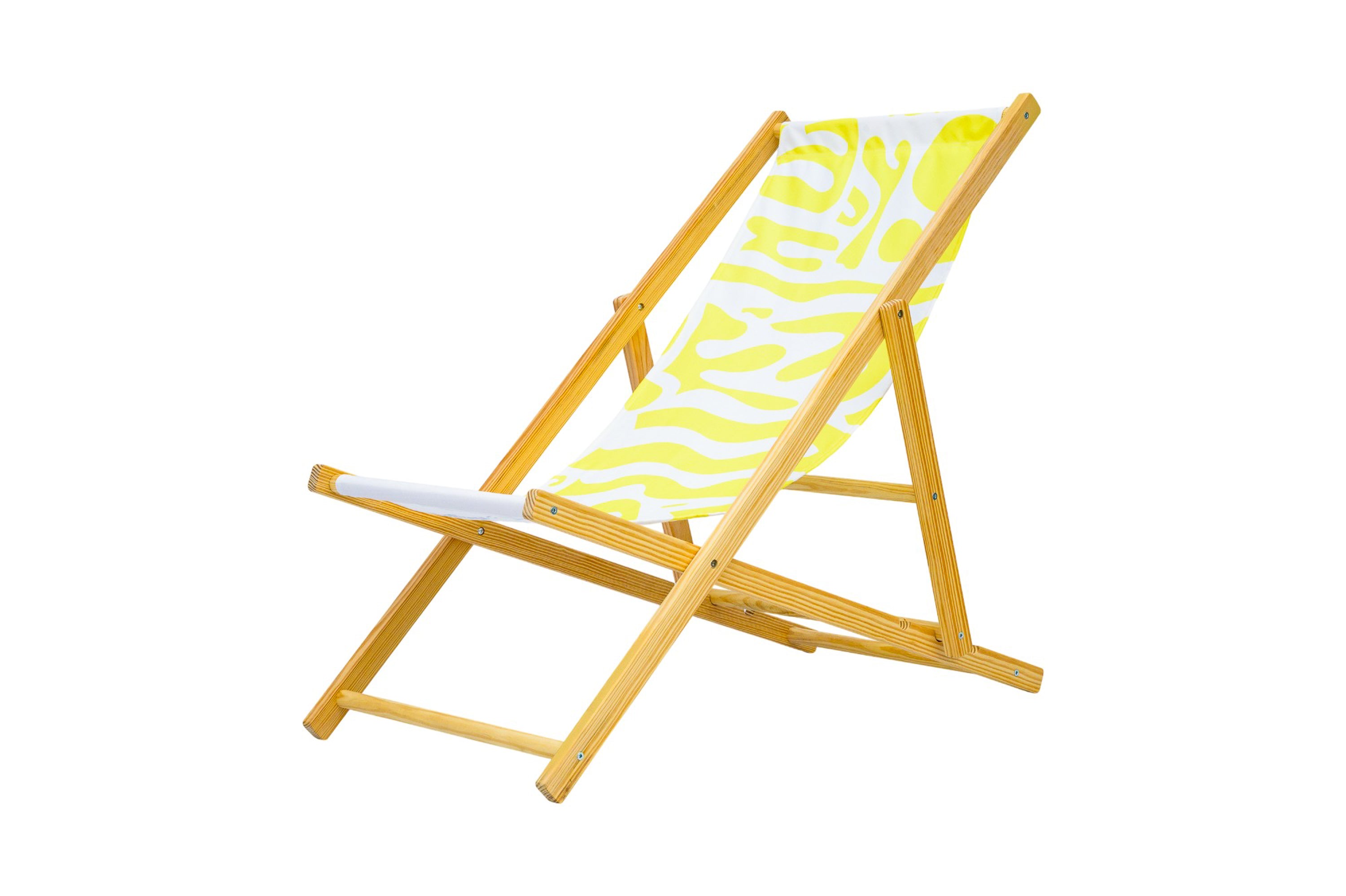 Coastal Cuts Wooden Deckchair - Yellow