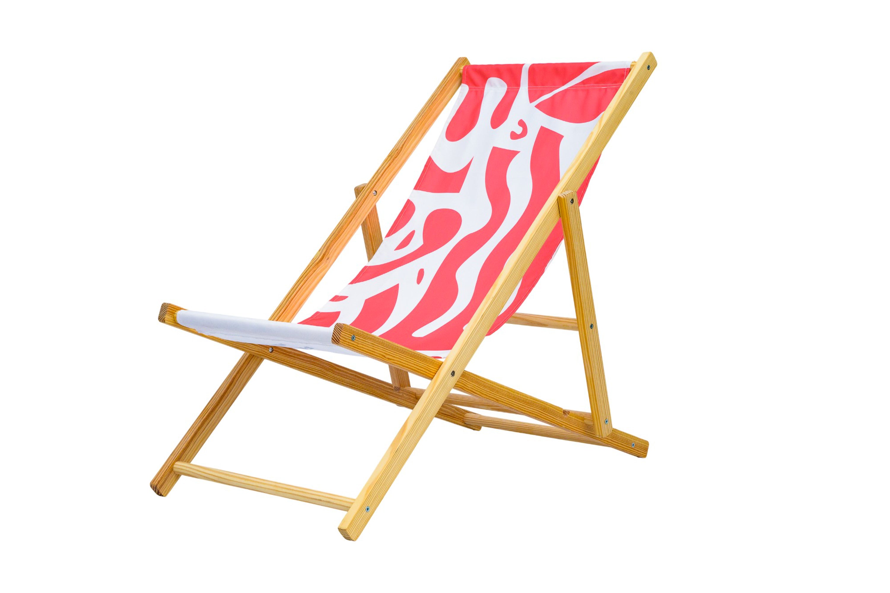 Coastal Cuts Wooden Deckchair - Pink