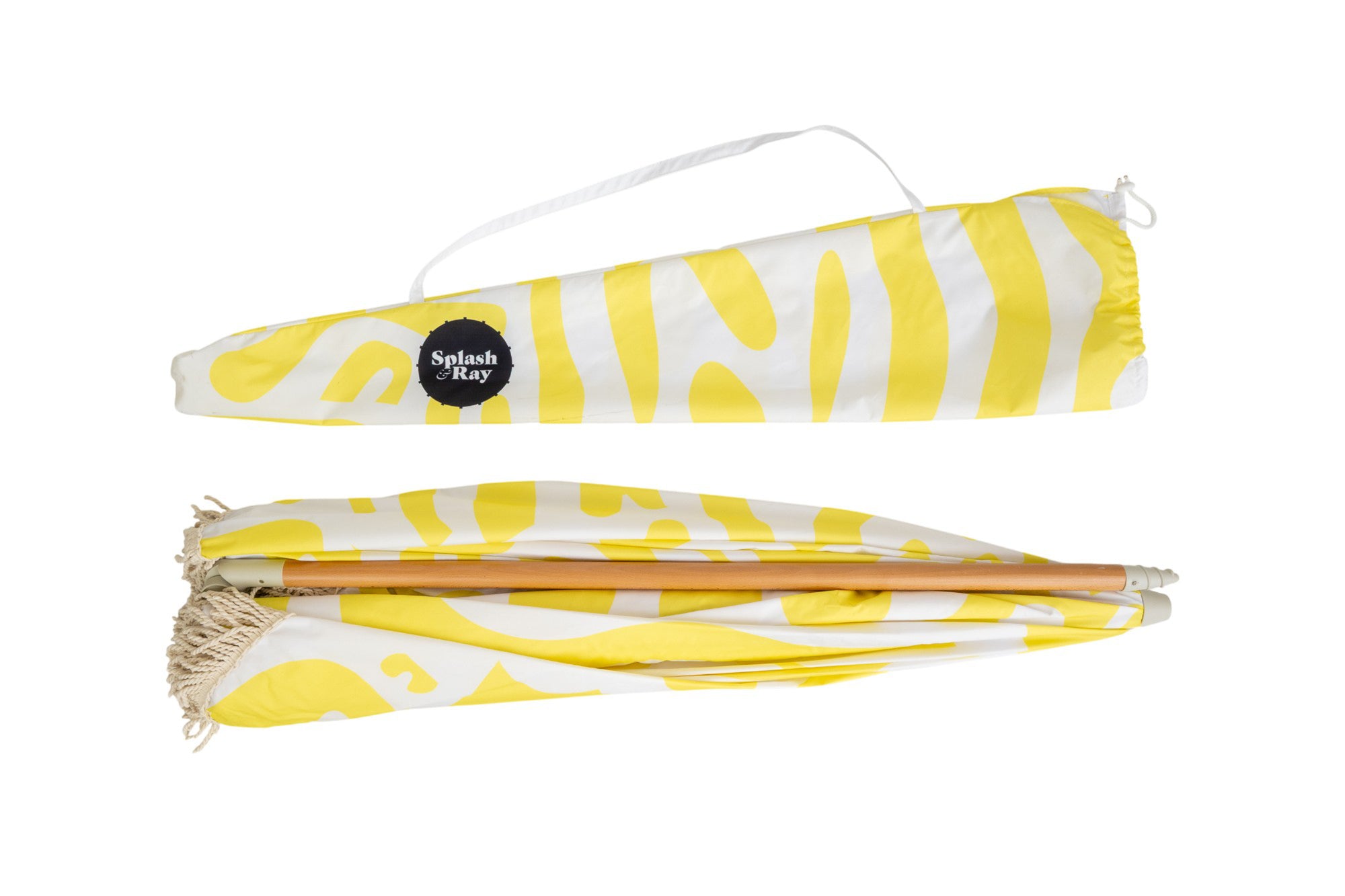 Coastal Cuts Wooden Beach Parasol - Yellow