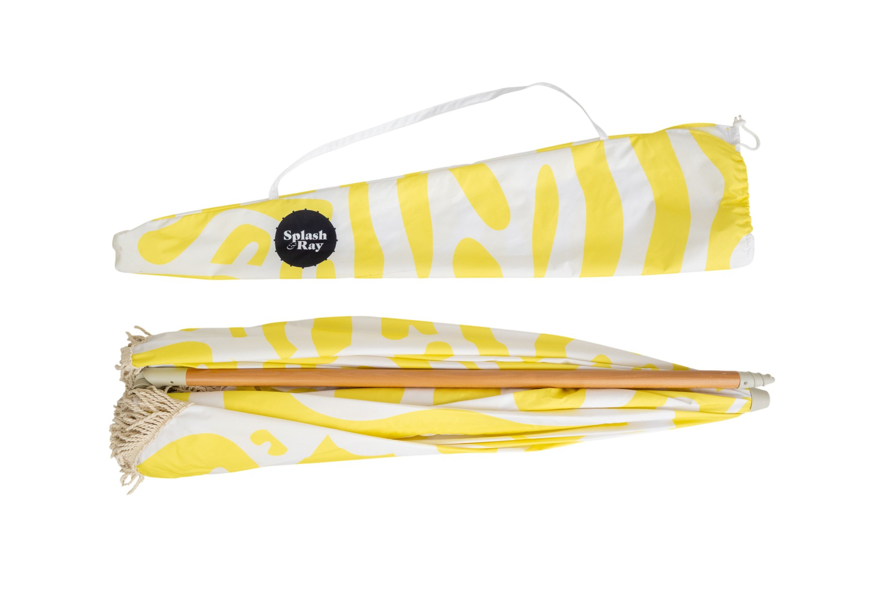 Coastal Cuts Wooden Beach Parasol - Yellow